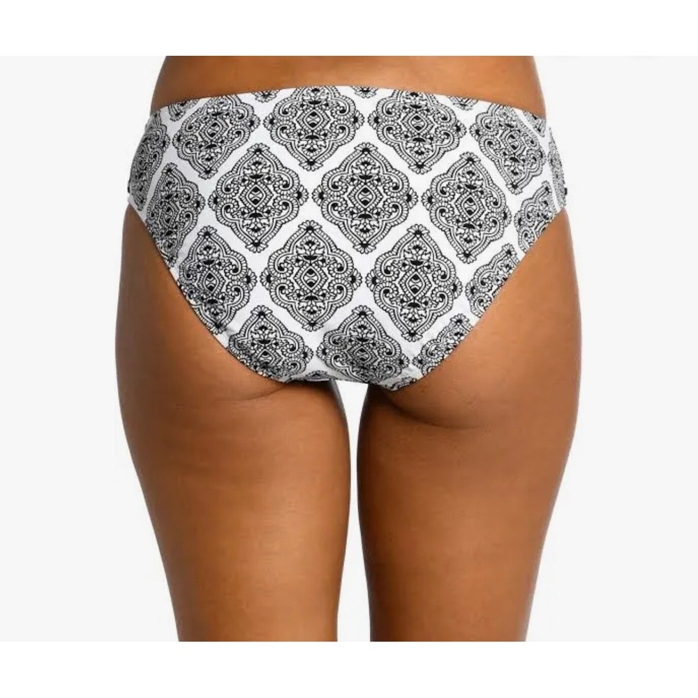 La Blanca Oasis Mid Rise Hipster Bikini Bottom Tummy Control Black White 16W NEW